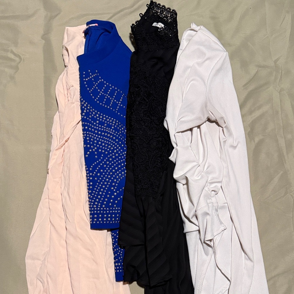 Chic Blouse collection in Blue, Black, White, and Pink